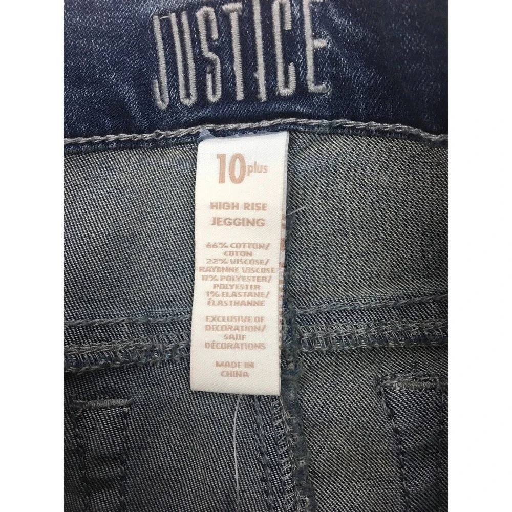 NWT‎ Justice Girl Size 10 Plus Denim Jegging High Rise Tuxedo Sequins